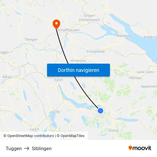 Tuggen to Siblingen map