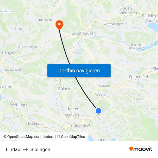 Lindau to Siblingen map