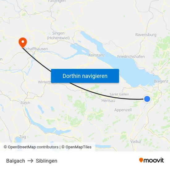 Balgach to Siblingen map