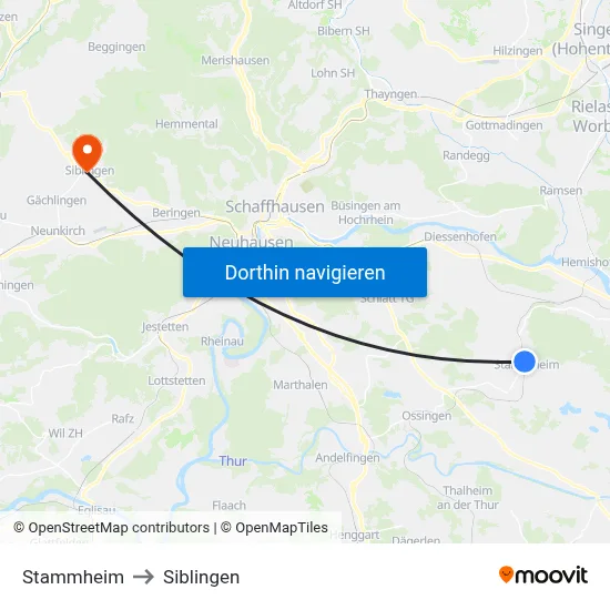 Stammheim to Siblingen map