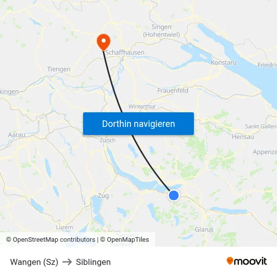 Wangen (Sz) to Siblingen map