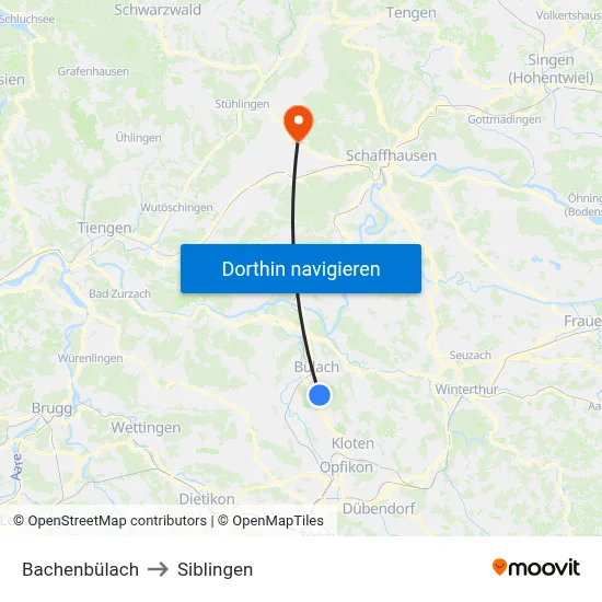 Bachenbülach to Siblingen map