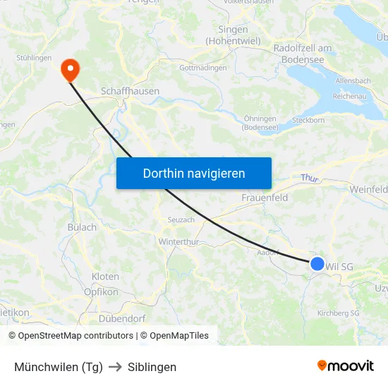 Münchwilen (Tg) to Siblingen map