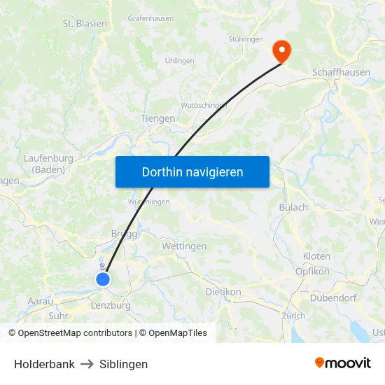 Holderbank to Siblingen map