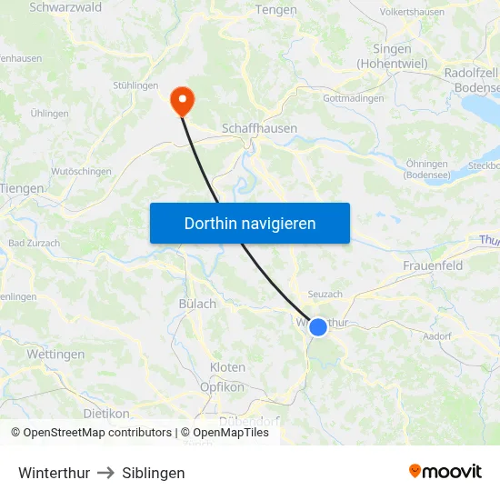 Winterthur to Siblingen map