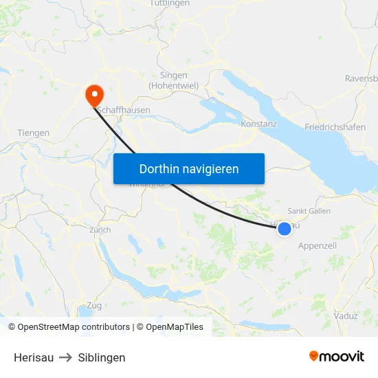 Herisau to Siblingen map