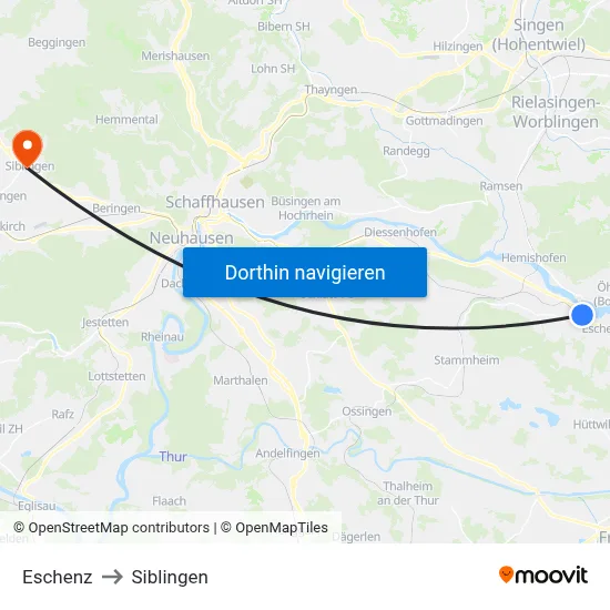 Eschenz to Siblingen map
