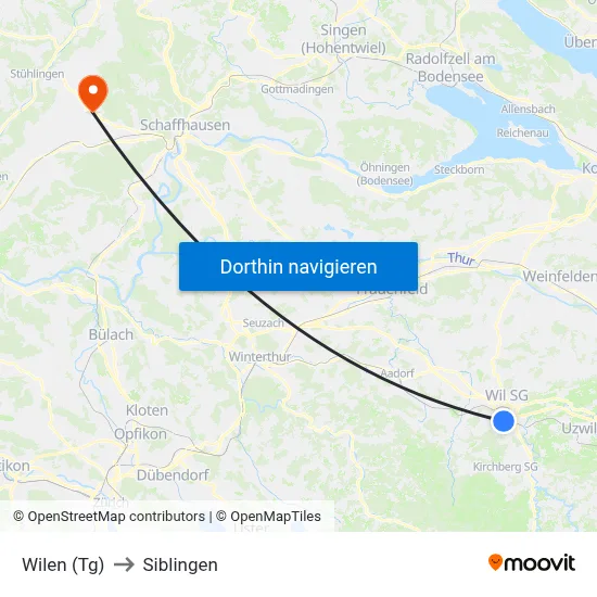 Wilen (Tg) to Siblingen map