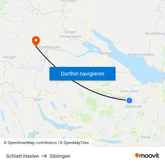 Schlatt-Haslen to Siblingen map
