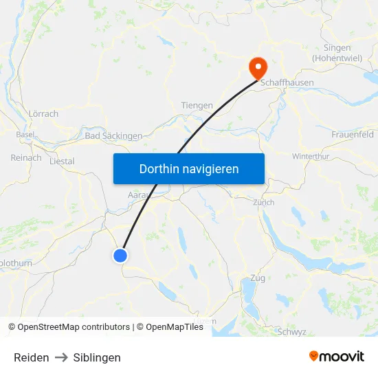 Reiden to Siblingen map