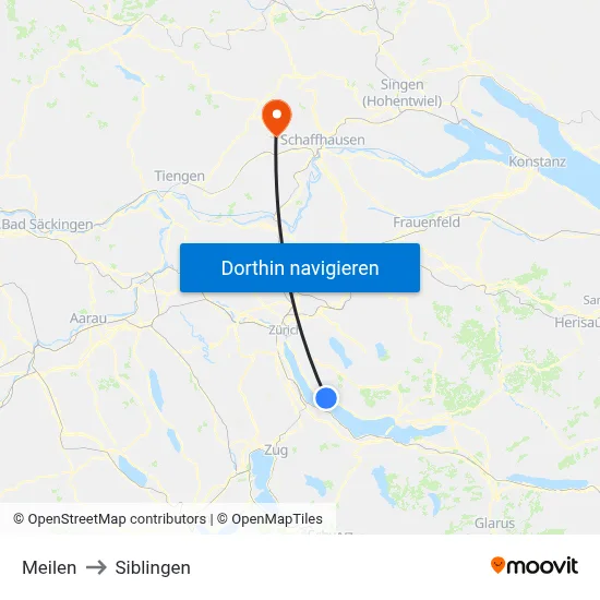 Meilen to Siblingen map