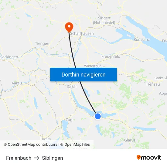 Freienbach to Siblingen map