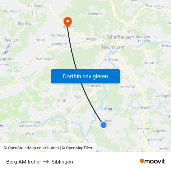 Berg AM Irchel to Siblingen map