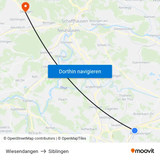 Wiesendangen to Siblingen map
