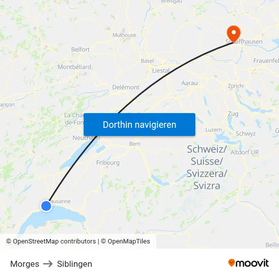Morges to Siblingen map