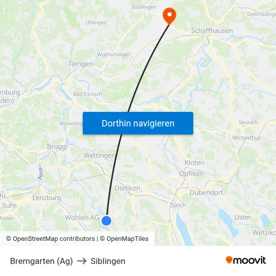 Bremgarten (Ag) to Siblingen map