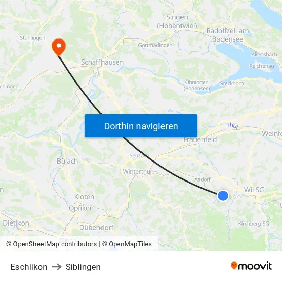 Eschlikon to Siblingen map