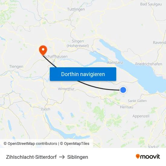 Zihlschlacht-Sitterdorf to Siblingen map