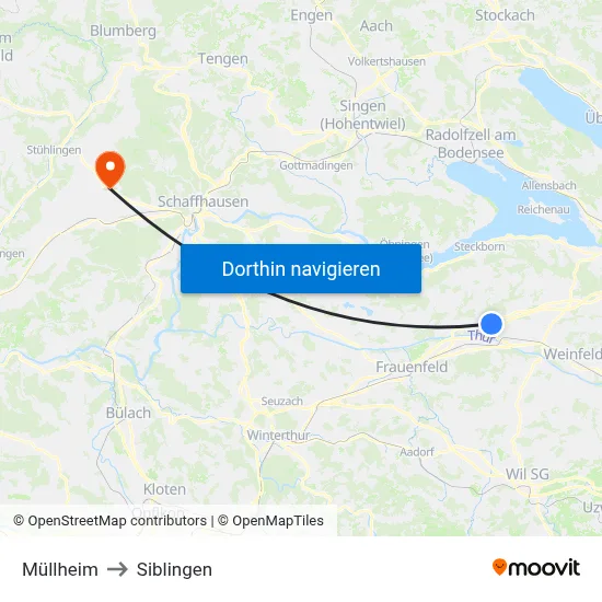 Müllheim to Siblingen map