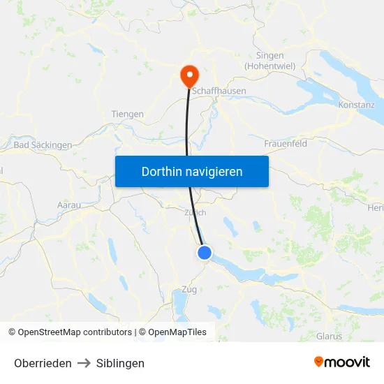 Oberrieden to Siblingen map