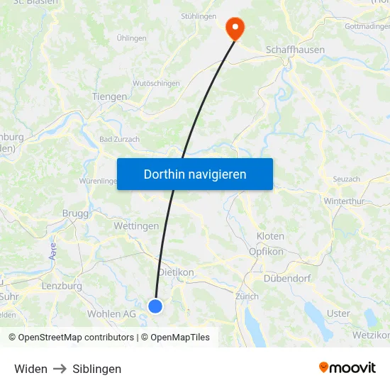 Widen to Siblingen map