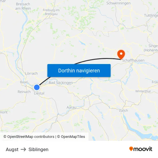 Augst to Siblingen map