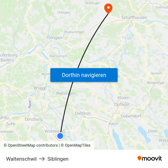 Waltenschwil to Siblingen map