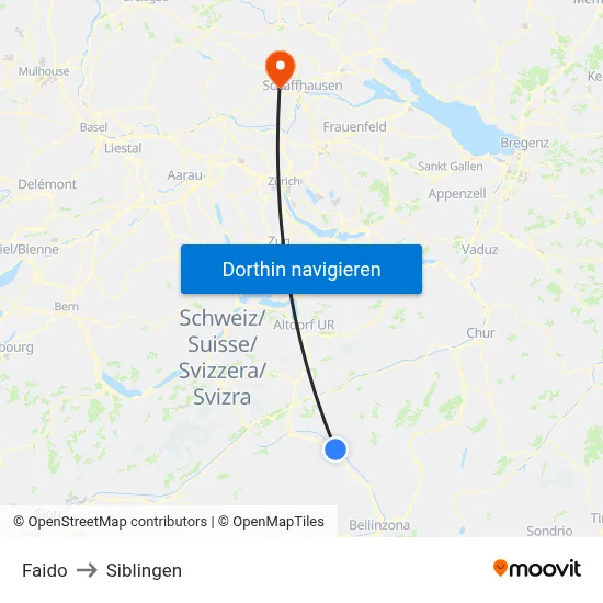 Faido to Siblingen map