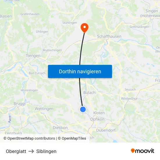 Oberglatt to Siblingen map