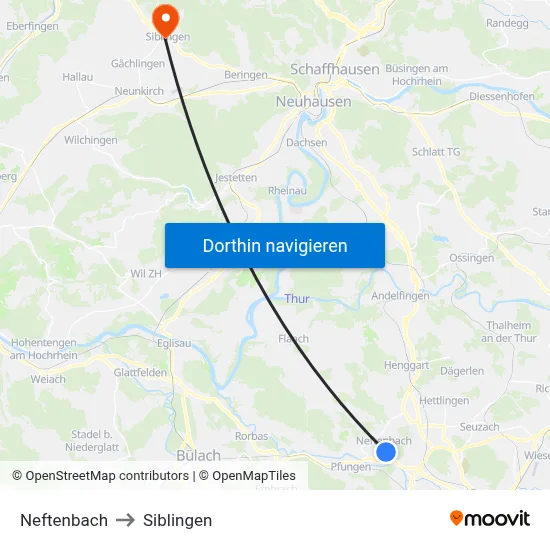 Neftenbach to Siblingen map