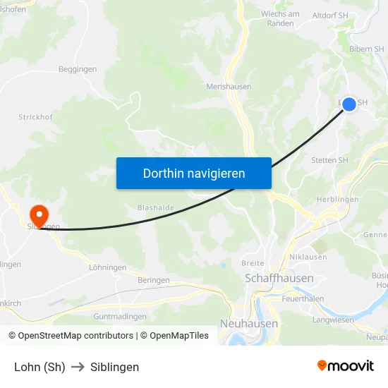 Lohn (Sh) to Siblingen map