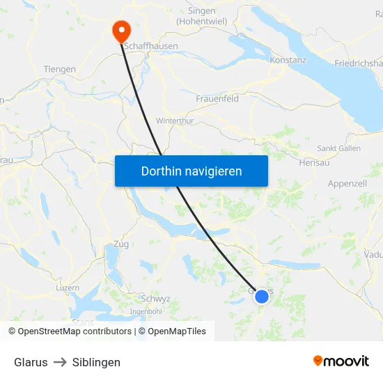 Glarus to Siblingen map