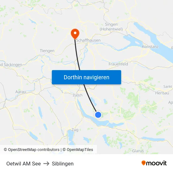 Oetwil AM See to Siblingen map