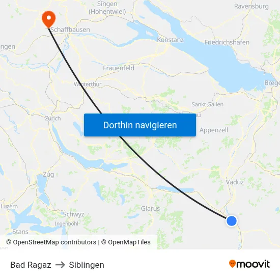 Bad Ragaz to Siblingen map
