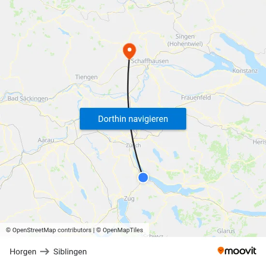 Horgen to Siblingen map