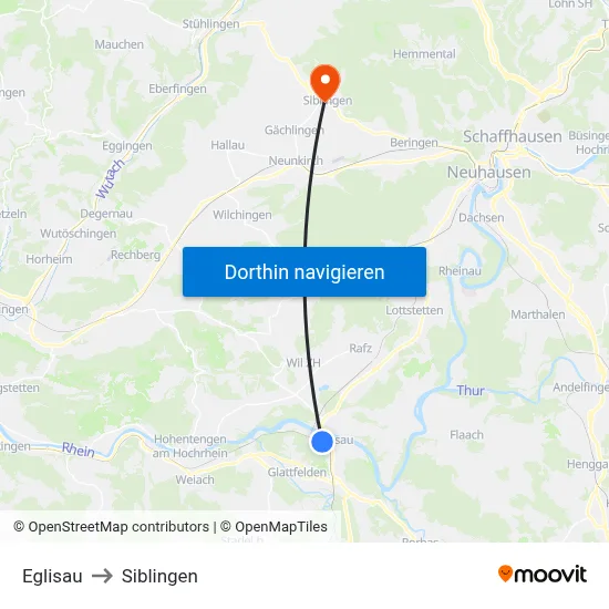 Eglisau to Siblingen map