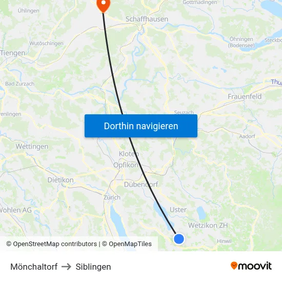 Mönchaltorf to Siblingen map