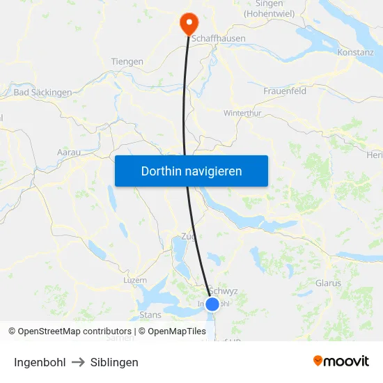 Ingenbohl to Siblingen map