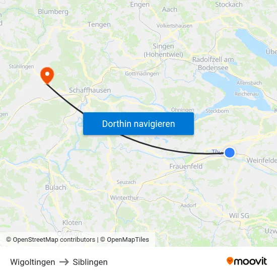Wigoltingen to Siblingen map