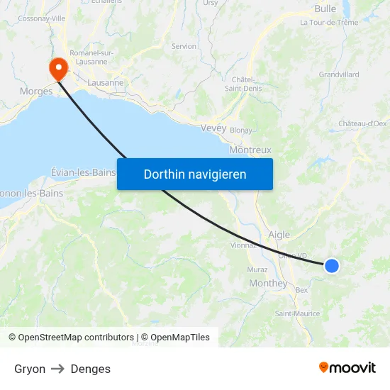Gryon to Denges map