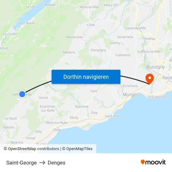 Saint-George to Denges map