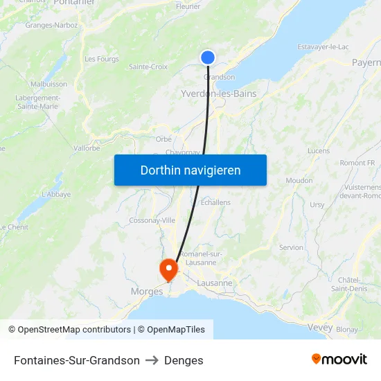 Fontaines-Sur-Grandson to Denges map