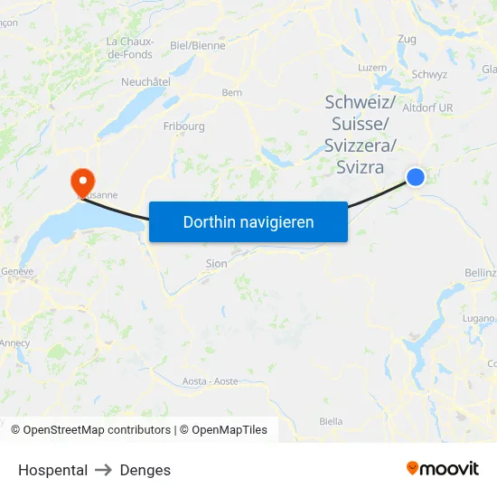 Hospental to Denges map