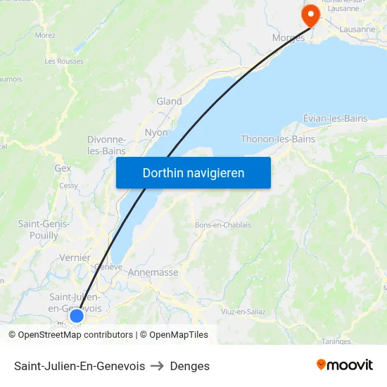 Saint-Julien-En-Genevois to Denges map