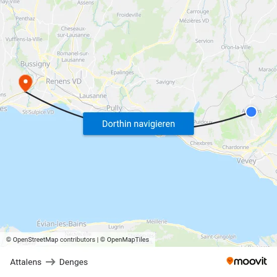Attalens to Denges map