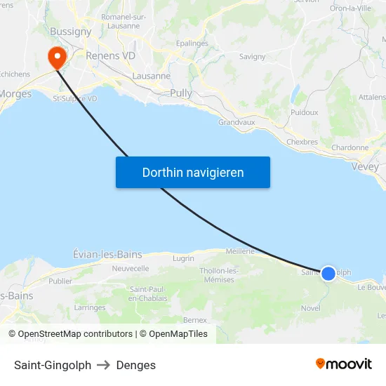 Saint-Gingolph to Denges map