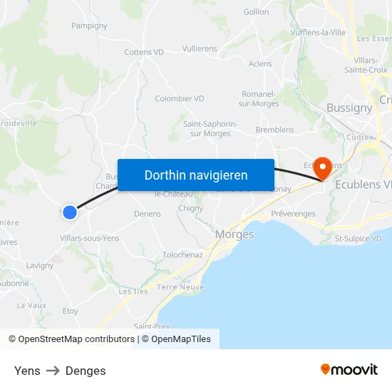 Yens to Denges map