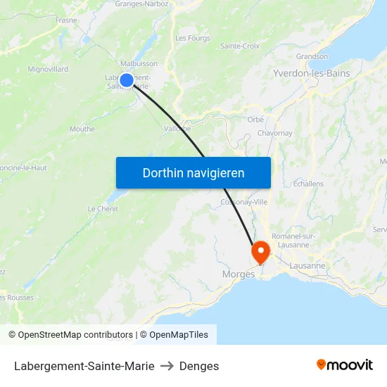 Labergement-Sainte-Marie to Denges map