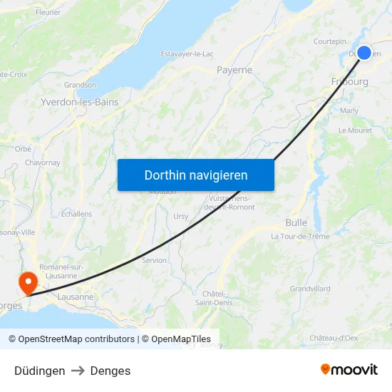Düdingen to Denges map