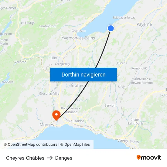 Cheyres-Châbles to Denges map